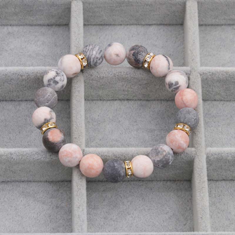Buddha Stones不安・ストレス解消 クリスタル ゼブラ ジャスパー ビーズブレスレット