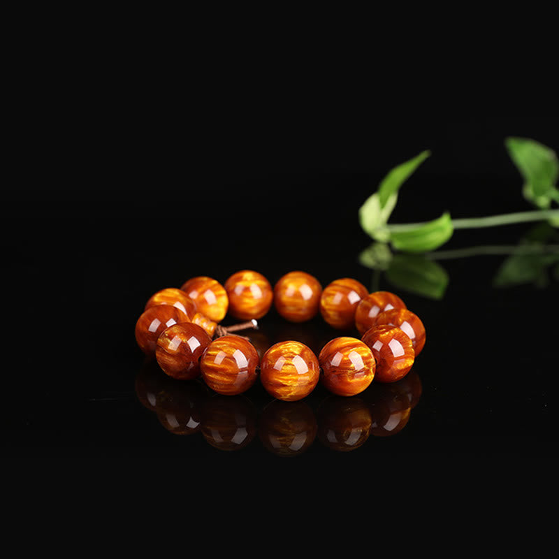 Buddha Stones黄金の海柳 成功のポジティブなブレスレットMala