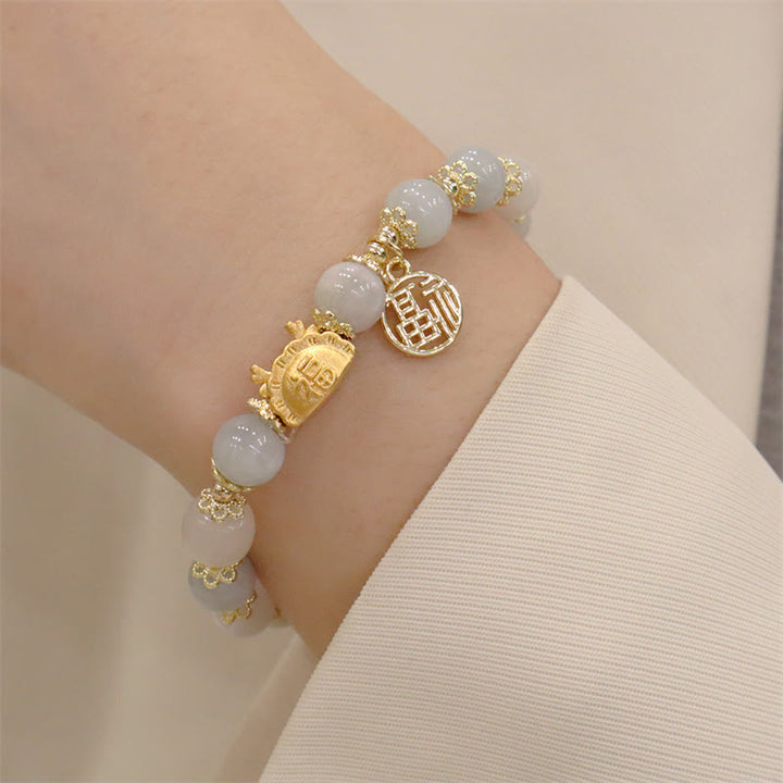 Buddha Stones赤瑪瑙 ストロベリークォーツ 黒曜石 翡翠 ガーネット 真珠 辰砂 団子型 龍 幸運 福 キャラクター ブレスレット - image 21