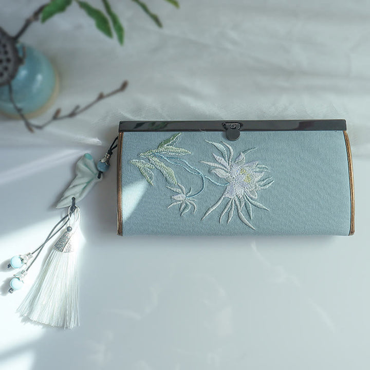 Buddha Stonesの花、梅、桃の花、竹の両面刺繍、大容量のキャッシュホルダーウォレット、ショッピングバッグ - image 4