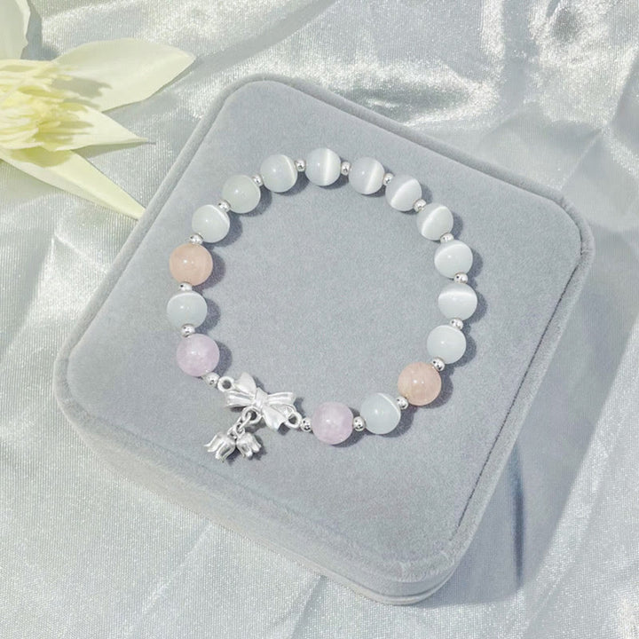 Buddha Stonesキャッツアイ ラベンダー アメジスト ロゼット チャームブレスレット