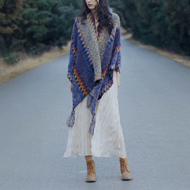 Buddha Stonesチベットショール 柔らかく暖かいニットマント 冬用チベットタッセルスカーフ - image 9