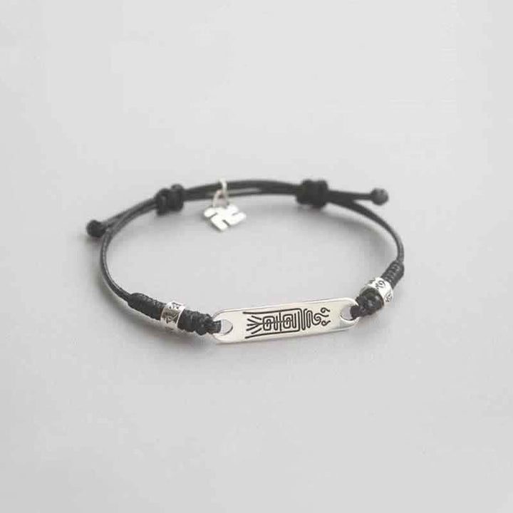 Buddha Stones925スターリングシルバー レッドストリング 幸運の力 編み込みブレスレット