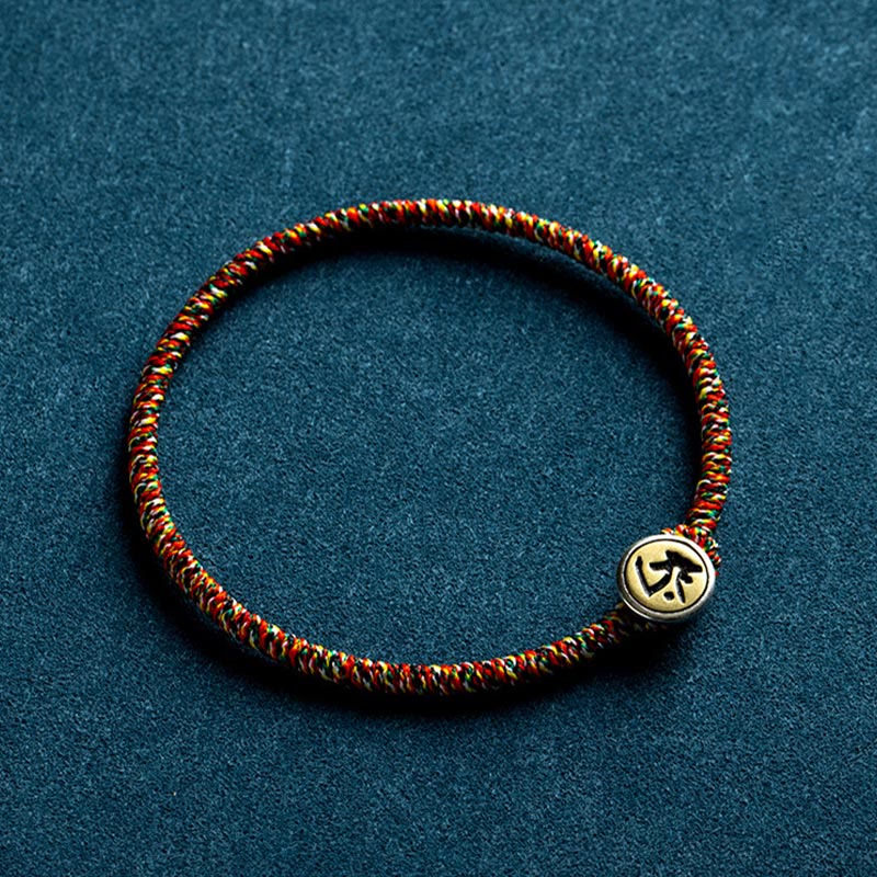 Buddha Stonesハンドメイド 925 スターリングシルバー十二支誕生仏守護 カラフル ロープブレスレット