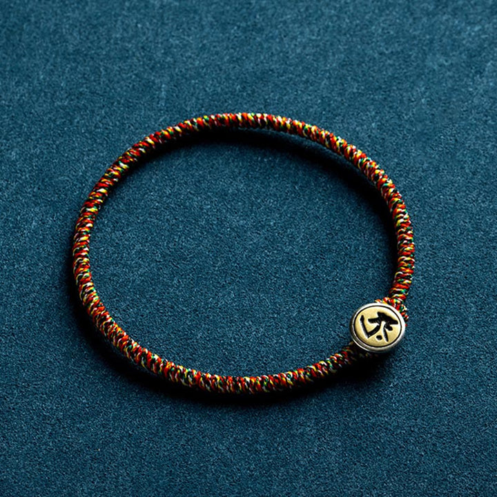 Buddha Stonesハンドメイド 925 スターリングシルバー十二支誕生仏守護 カラフル ロープブレスレット
