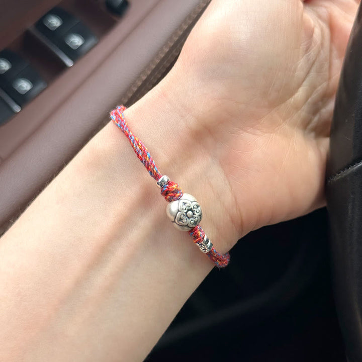 Buddha Stones999 スターリングシルバー 柿 幸運 マルチカラー 編み込みブレスレット