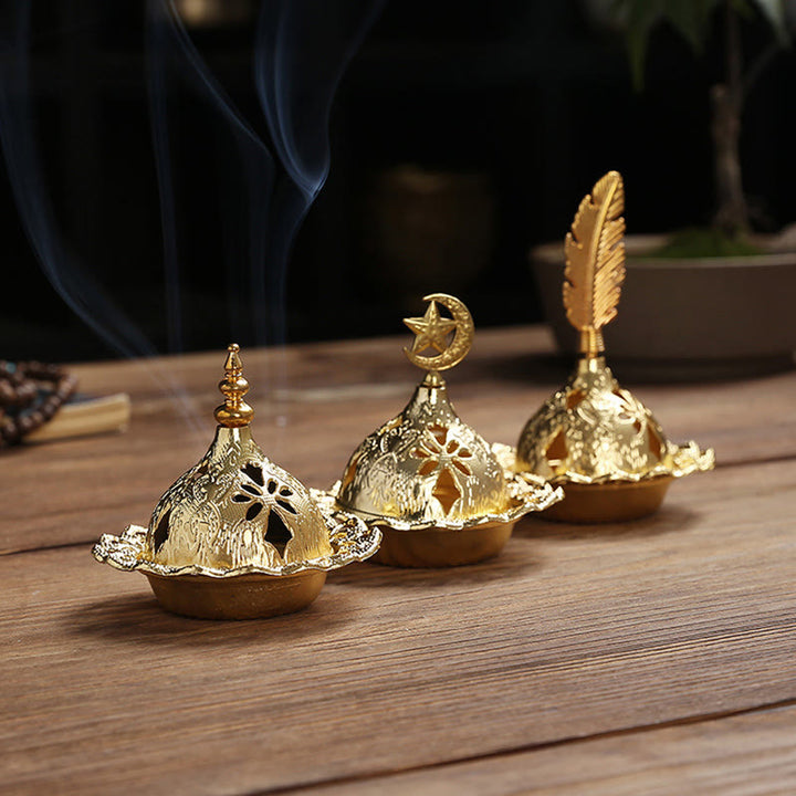 金色のひょうたん型星羽根スピリチュアル瞑想用ミニ合金製香炉