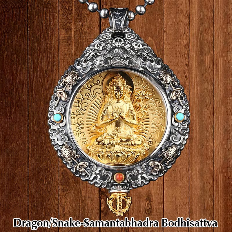Buddha Stones十二支誕生仏タンカ 九宮 八図 富 回転式ネックレスペンダント - 龍・蛇・釈迦如来菩薩 - image 7