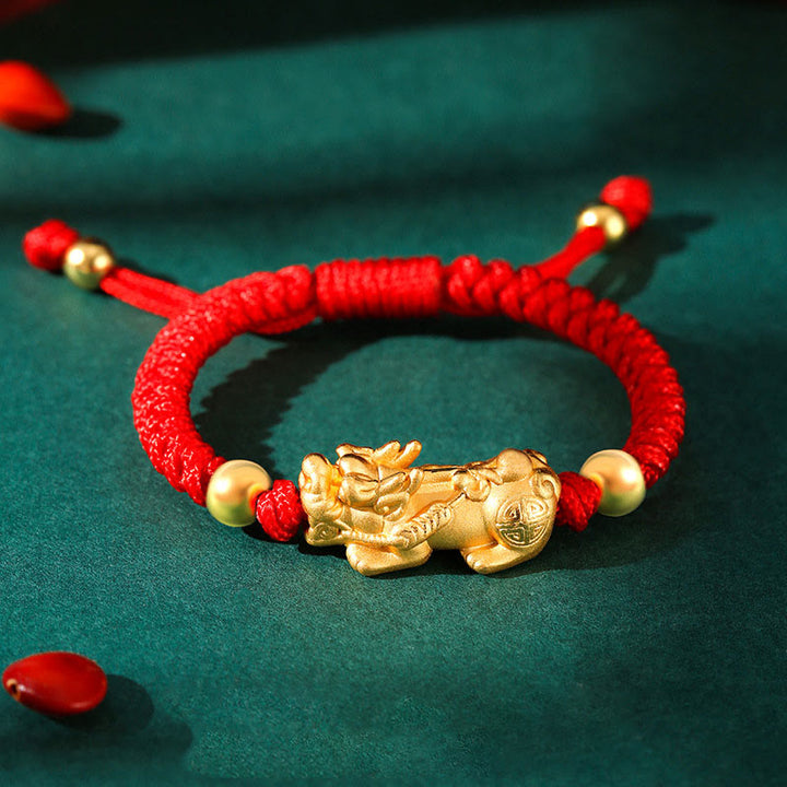 Buddha Stones999 スターリングシルバー 貔貅 富 キングコング ノットストリング 編み込み 子供用ブレスレット