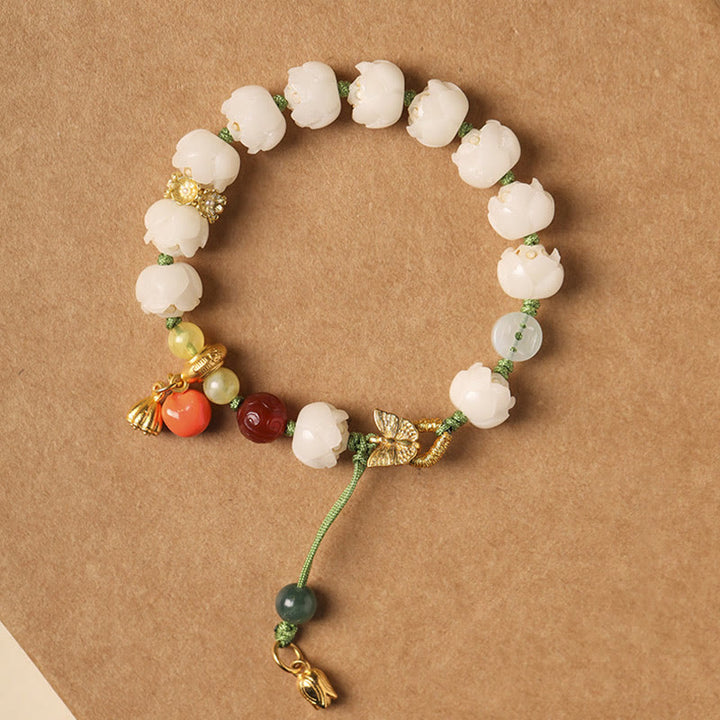 Buddha Stones天然菩提樹の種子蓮かぼちゃビーズ平和ハーモニーブレスレット