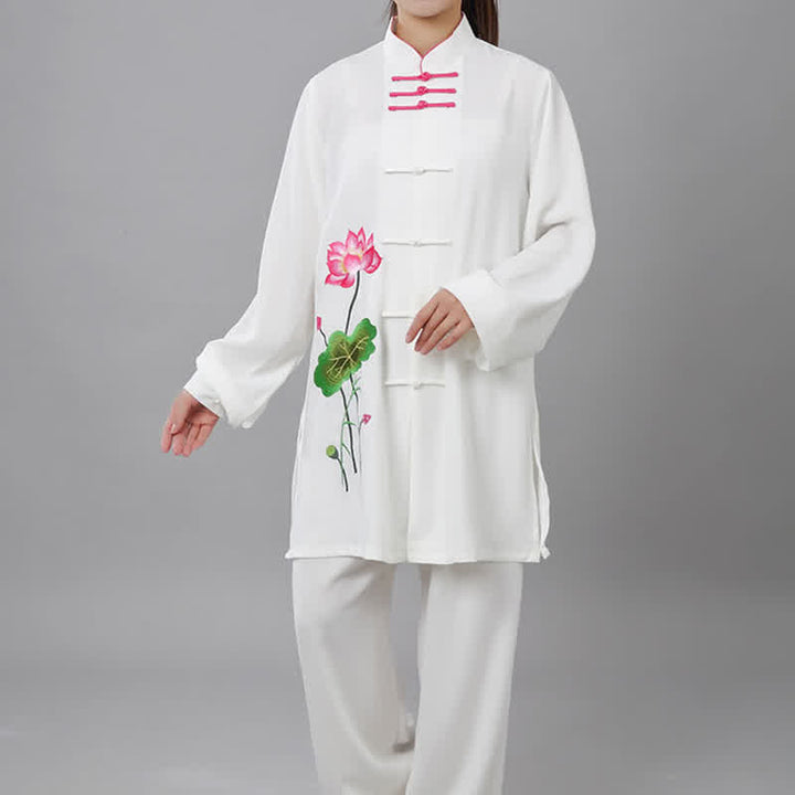 Buddha Stones蓮の花 葉模様 太極拳 瞑想 祈り スピリチュアル 禅 練習 服 レディース セット - US12、 UK/AU16、 EU44 (3XL) - image 1