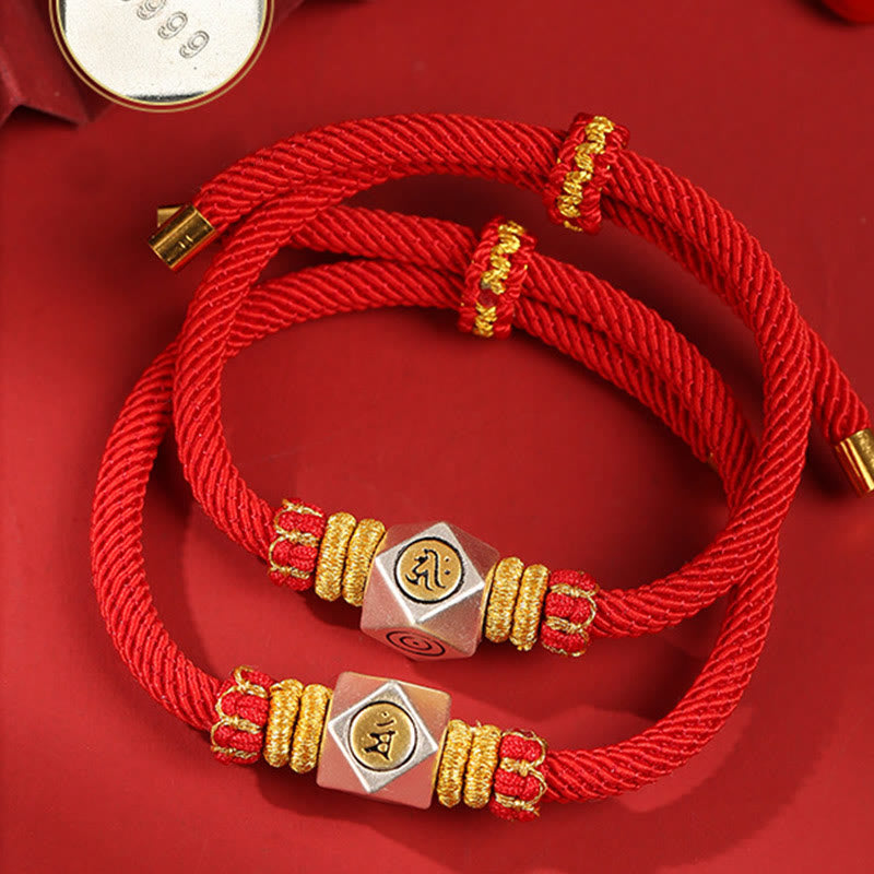 Buddha Stones999 スターリングシルバー十二支誕生仏赤いロープ 幸運 強さ 手作り 子供用ブレスレット