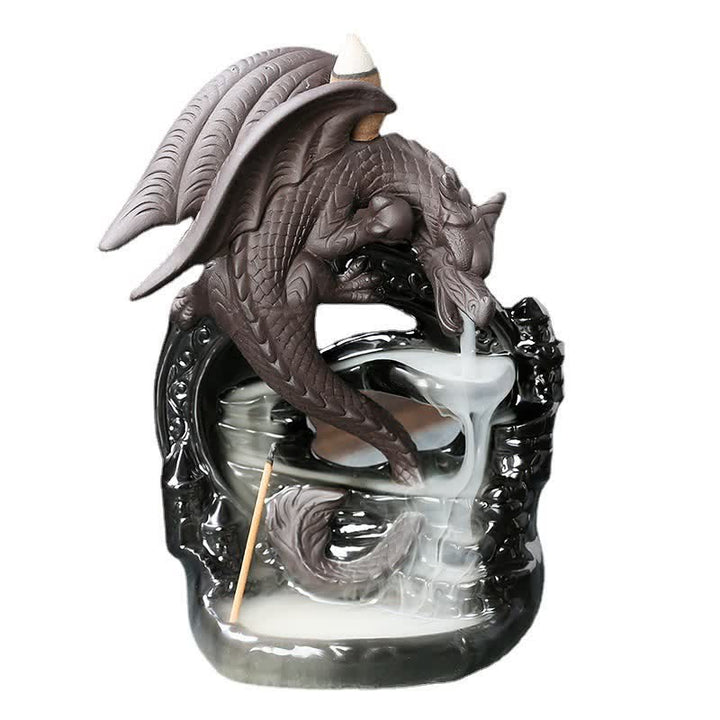 Buddha Stones北欧 翼竜 ドラゴン セラミック 逆流煙噴水 保護 癒し 香炉 装飾