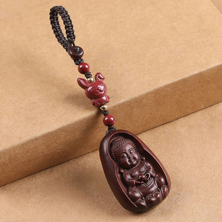 Buddha Stones小葉紅檀仏 辰砂 十二支 お守り 守護キーチェーン