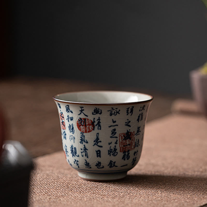 Buddha Stones、山水、蓮、蘭、亭、集いの陶器のティーカップ、カンフーティーカップ