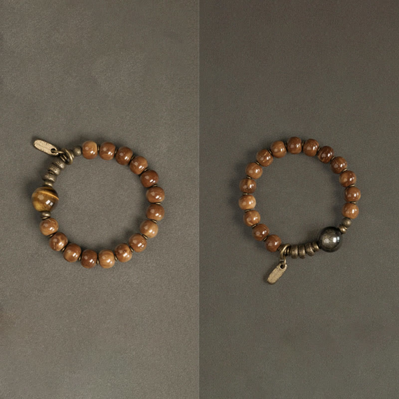 Buddha Stonesクカシード タイガーアイ ゴールドシーン オブシディアン 銅 富と幸運のブレスレット