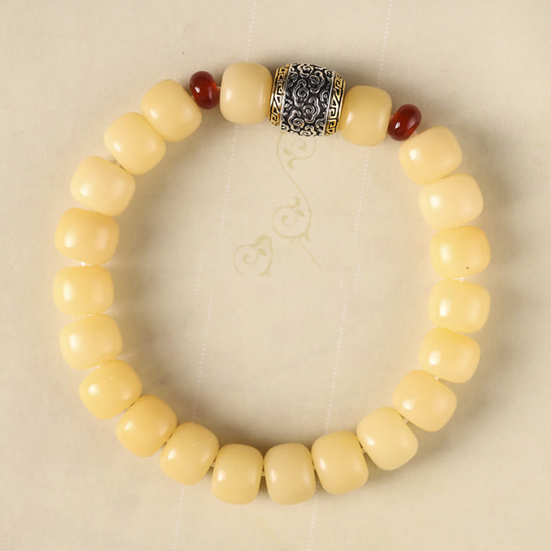 Buddha Stones菩提樹の吉兆雲福文字ビーズ平和ブレスレット