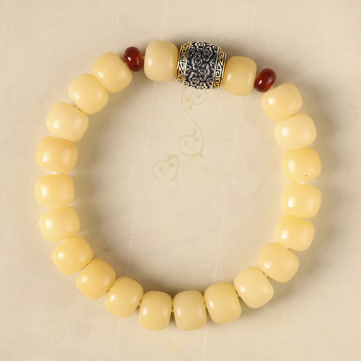 Buddha Stones菩提樹の吉兆雲福文字ビーズ平和ブレスレット