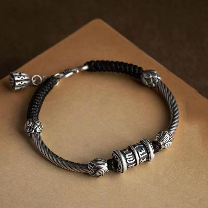 Buddha Stonesオーム・マニ・パドメ・フムロータス・ピース 編み込みブレスレット