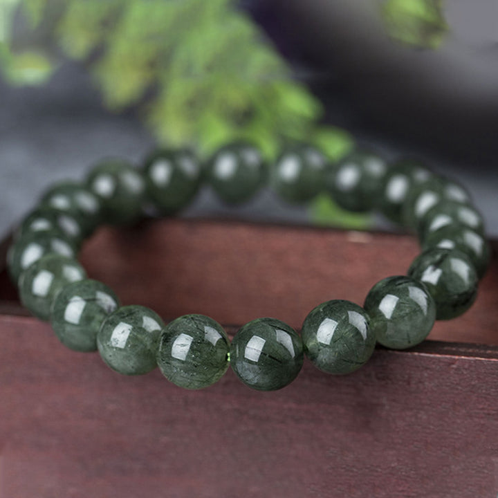 Buddha Stones天然グリーンクリスタル 祝福 富のブレスレット