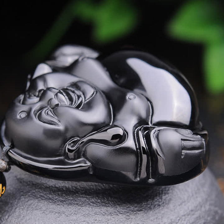 Buddha Stones笑う仏陀 ブラックオブシディアン 変身ペンダントネックレス - image 6