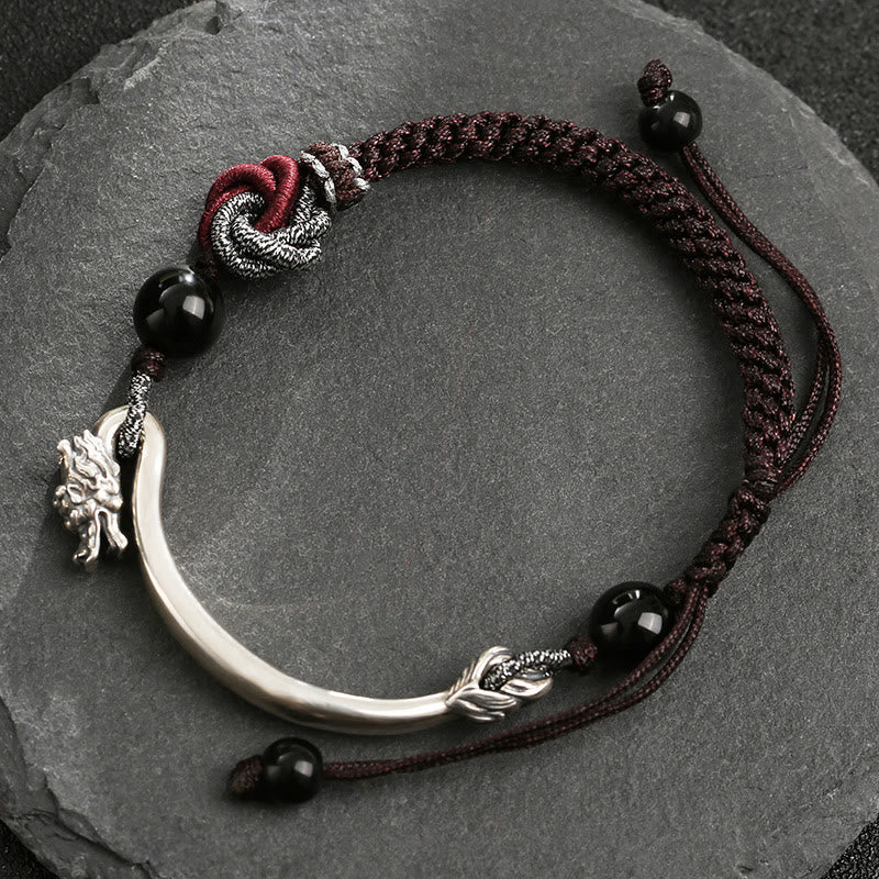 Buddha Stones925スターリングシルバー 縁起の良い龍の成功を祈る手作り編みブレスレット - image 2