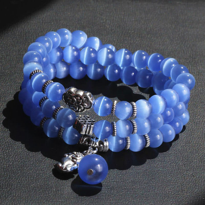 Buddha Stonesキャットアイ貔貅サポートトリプルラップブレスレット