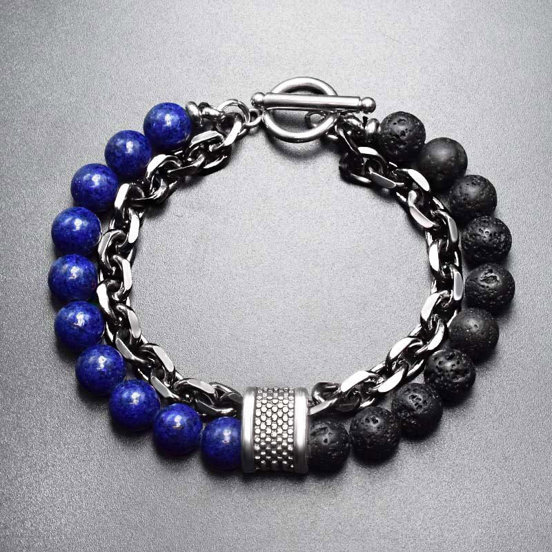 Buddha Stones天然タイガーアイラズライト守護ブレスレット