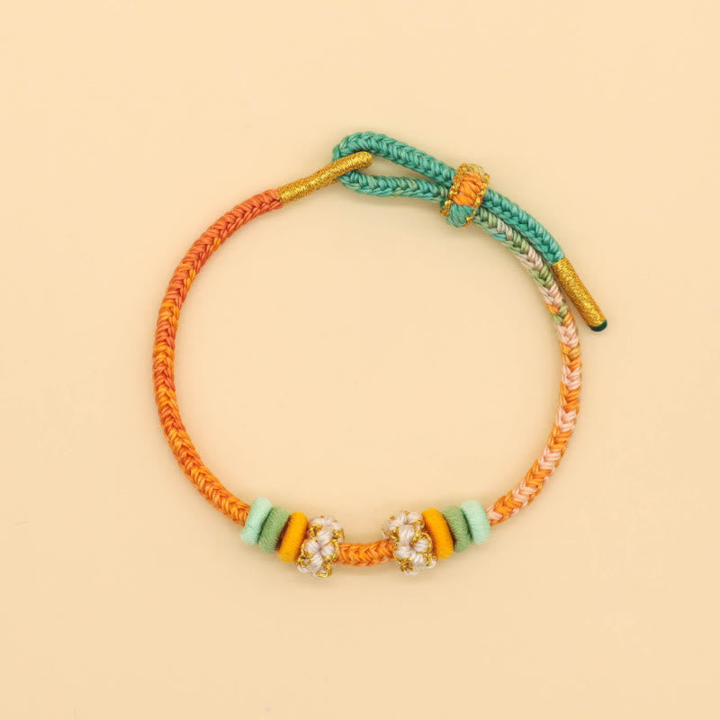 Buddha Stonesハンドメイド8スレッドピースノットピーチブロッサムノット幸運ロープ編みブレスレット - image 9