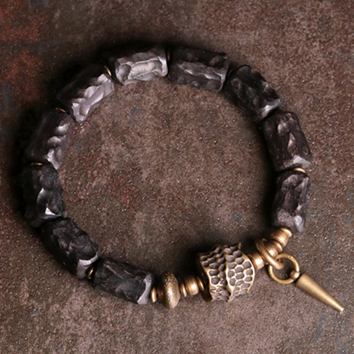 Buddha Stones黒檀 銅 バランス 守護 カップル ブレスレット