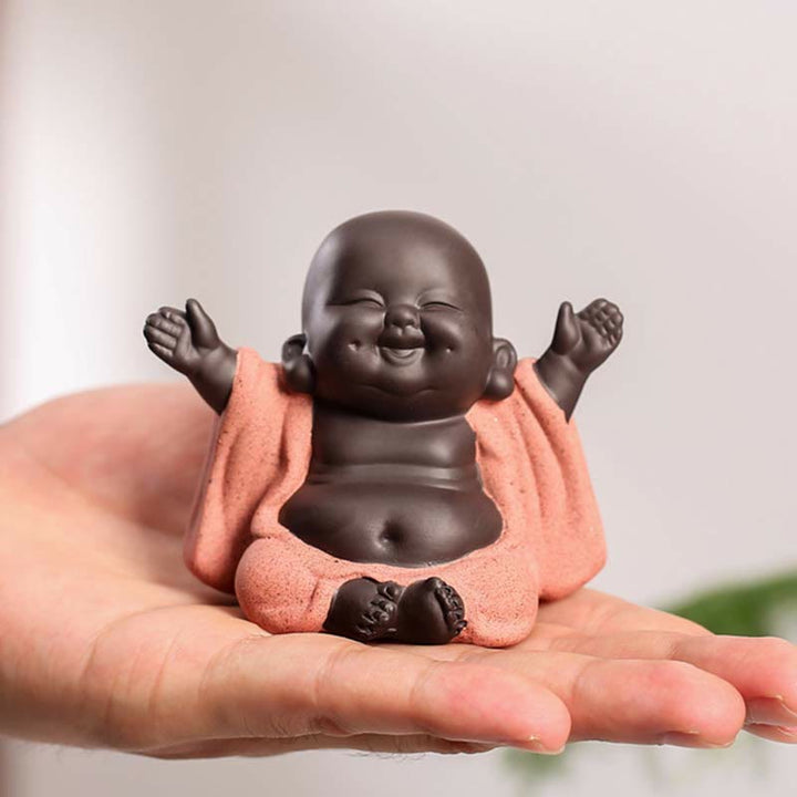 いつも笑顔のBuddha Stones笑う仏 富と幸運 紫粘土 弥勒像 装飾 - いつも笑っている笑い仏 - image 0