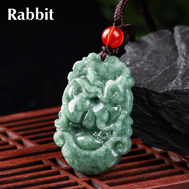 Buddha Stones天然翡翠12星座繁栄ネックレスペンダント - うさぎ - image 18