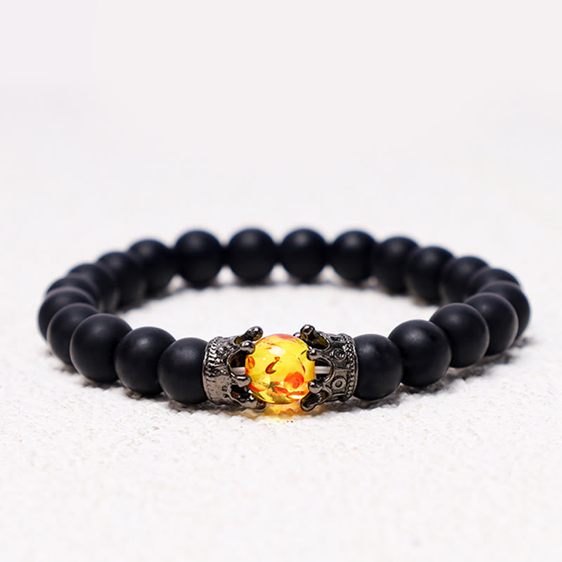 Buddha Stones天然石 キング＆クイーン クラウン ヒーリング エネルギー ビーズ カップル ブレスレット