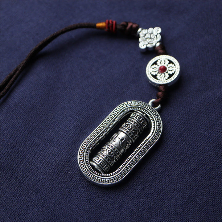 チベットのBuddha Stonesオム・Om Mani Padme Hum祈りの輪 平和 回転式 車用吊り下げ装飾