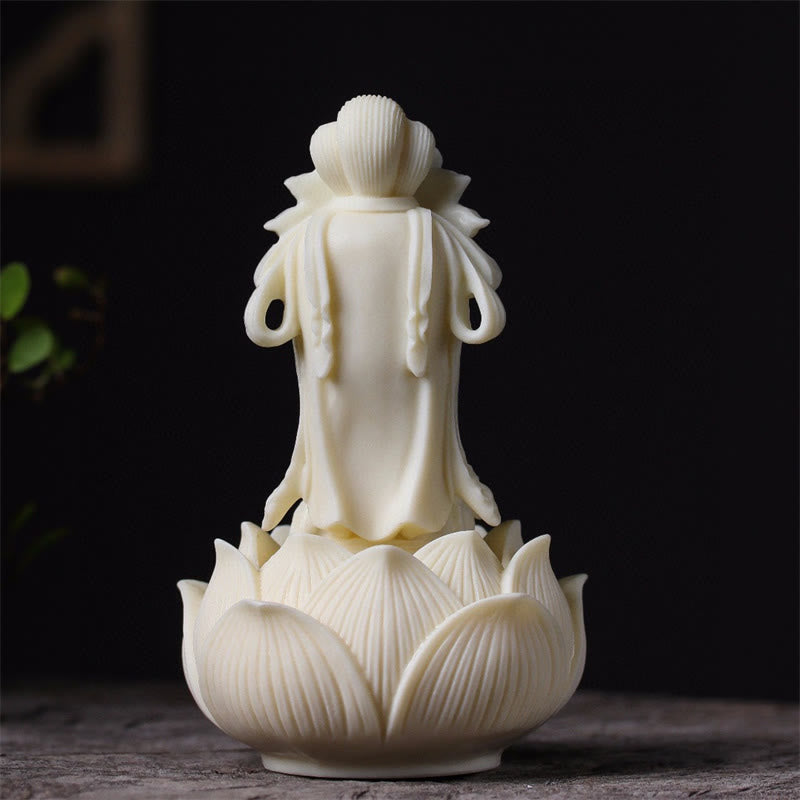 Buddha Stonesミニ象牙フルーツ観音観音菩薩蓮華富のデスク装飾 - image 3