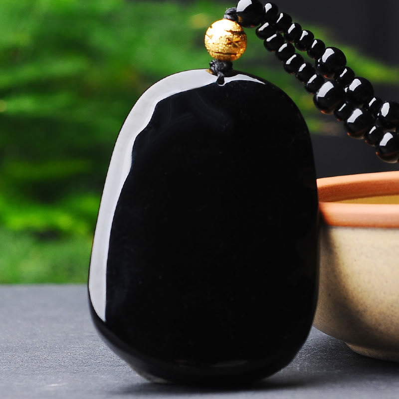 Buddha Stones18Kゴールドメッキ ドラゴンオブシディアン ラッキーペンダントネックレス - image 5