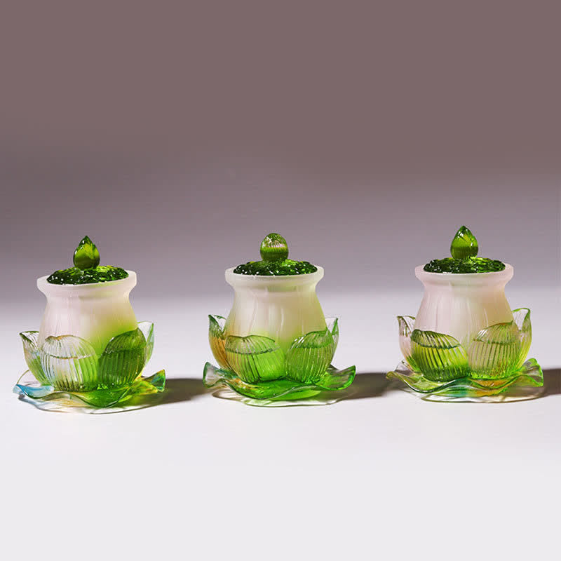 風水蓮手作りLiuliクリスタルアートピースホームオフィスの装飾品