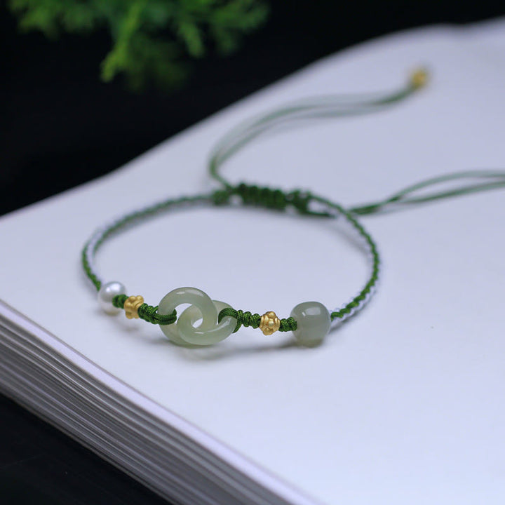 Buddha Stones 925スターリングシルバー 和田翡翠ダブルピースバックル 幸運の編み込みブレスレット