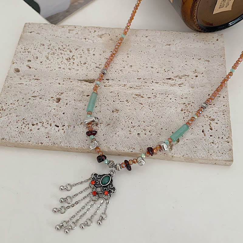 Buddha Stonesチベット水晶石 銅製 幸運のタッセルネックレスペンダント