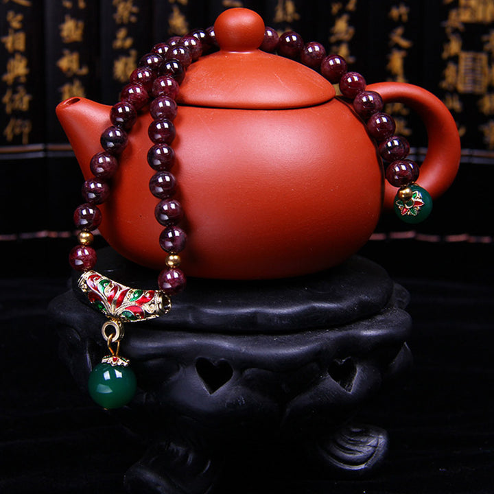 Buddha Stones天然ガーネット祝福ブレスレット