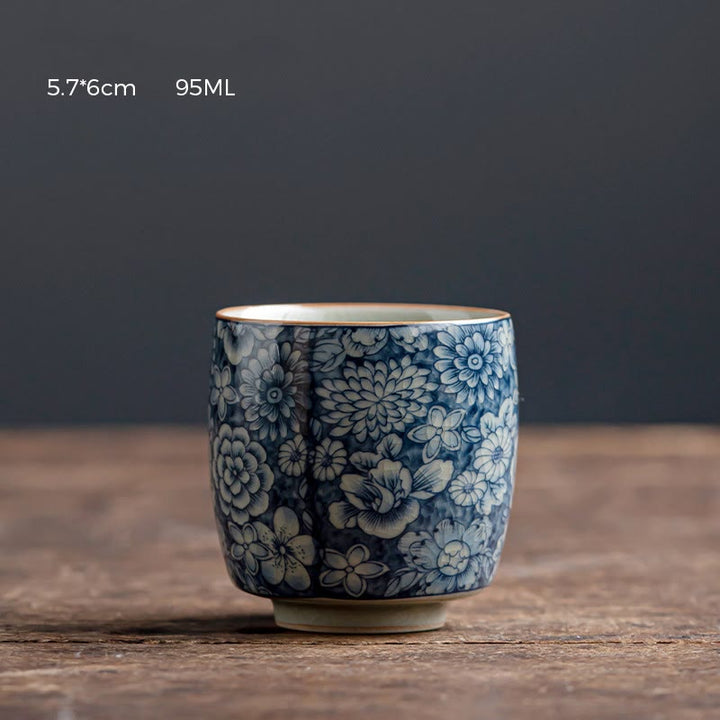 Buddha Stones青蓮 桃の花 菊 デザイン 陶器 ティーカップ カンフー ティーカップ