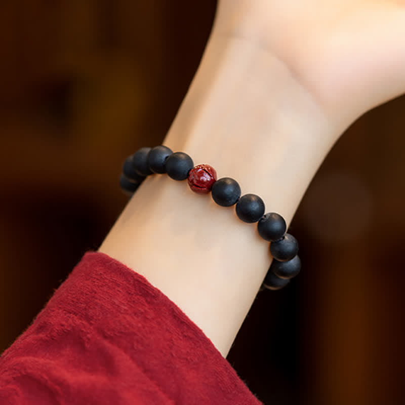 Buddha Stonesチベットヒノキ辰砂蓮ヒーリングブレスレット