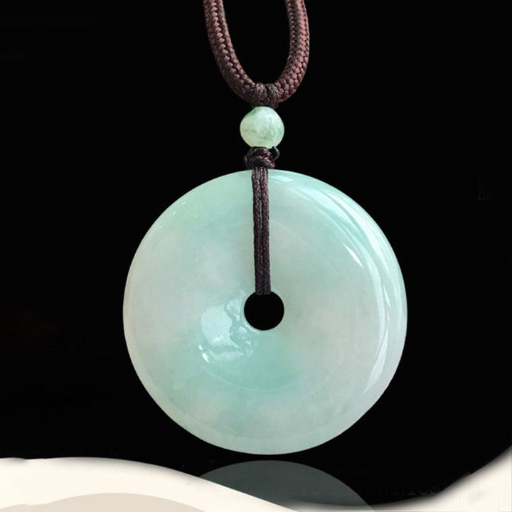 Buddha Stonesラウンド翡翠ストリング幸運ネックレスペンダント