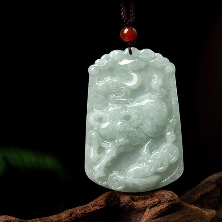 Buddha Stones天然翡翠12星座の豊穣のお守りペンダントネックレス