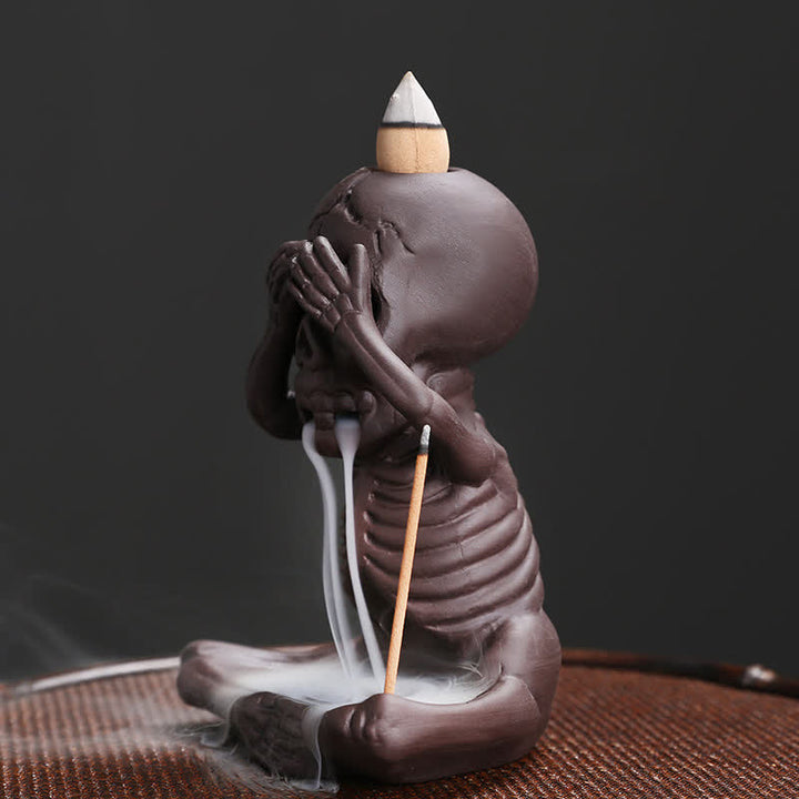 Buddha Stones小さな頭蓋骨 ゴースト 紫粘土 逆流煙噴水 平和香炉 装飾