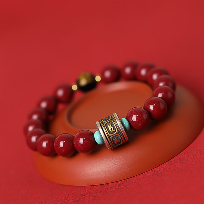 Buddha Stones925スターリングシルバー十二支誕生仏辰砂オーム・マニ・パドメ・フムカームブレスレット