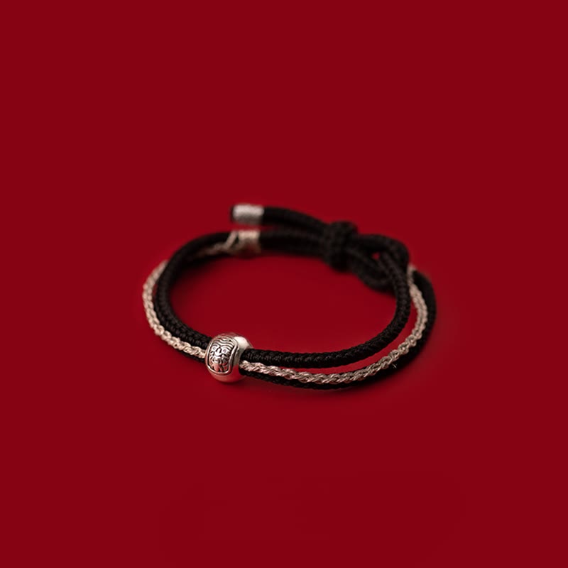 Buddha Stones925 スターリングシルバー チベット ザキラム 富と幸運の女神 ロープブレスレット