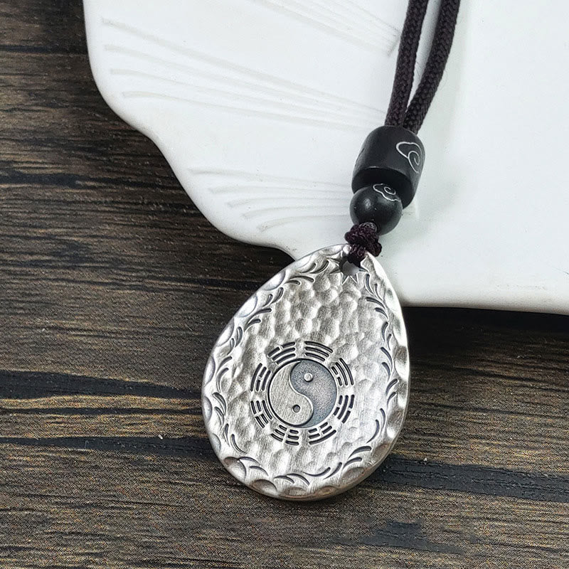 Buddha Stonesヴィンテージ 999 スターリングシルバー 陰陽 八卦 ウォータードロップデザイン バランス ハーモニー ネックレス ペンダント - image 2