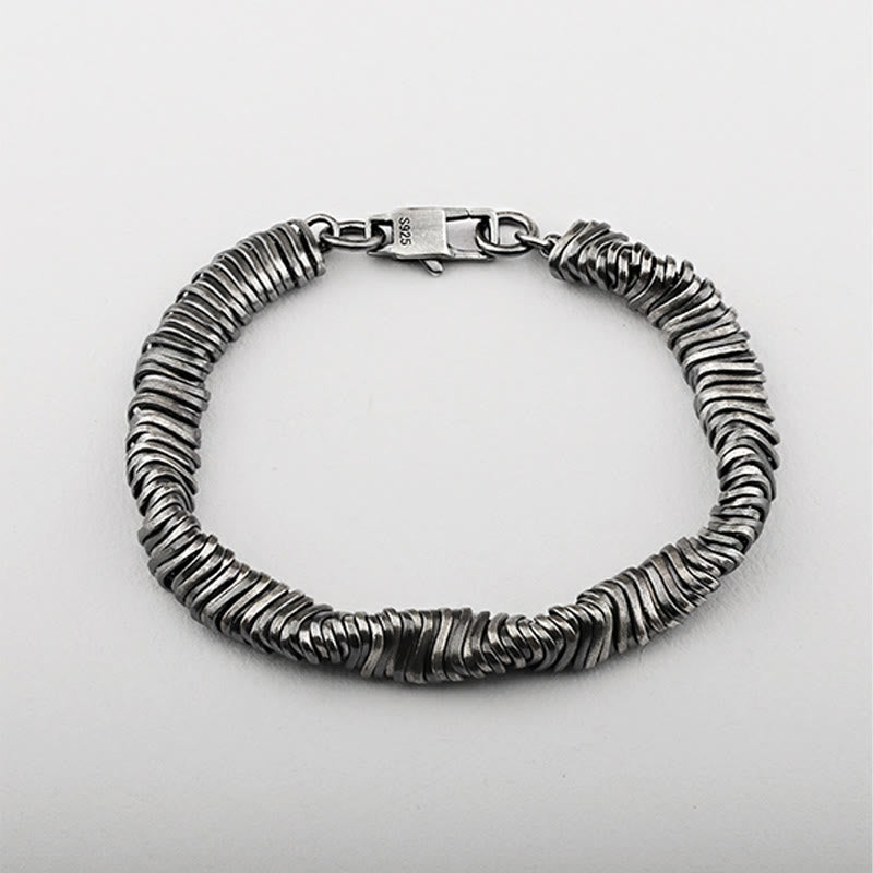 Buddha Stones925スターリングシルバー ヴィンテージツイストデザイン 富と癒しのチェーンブレスレット