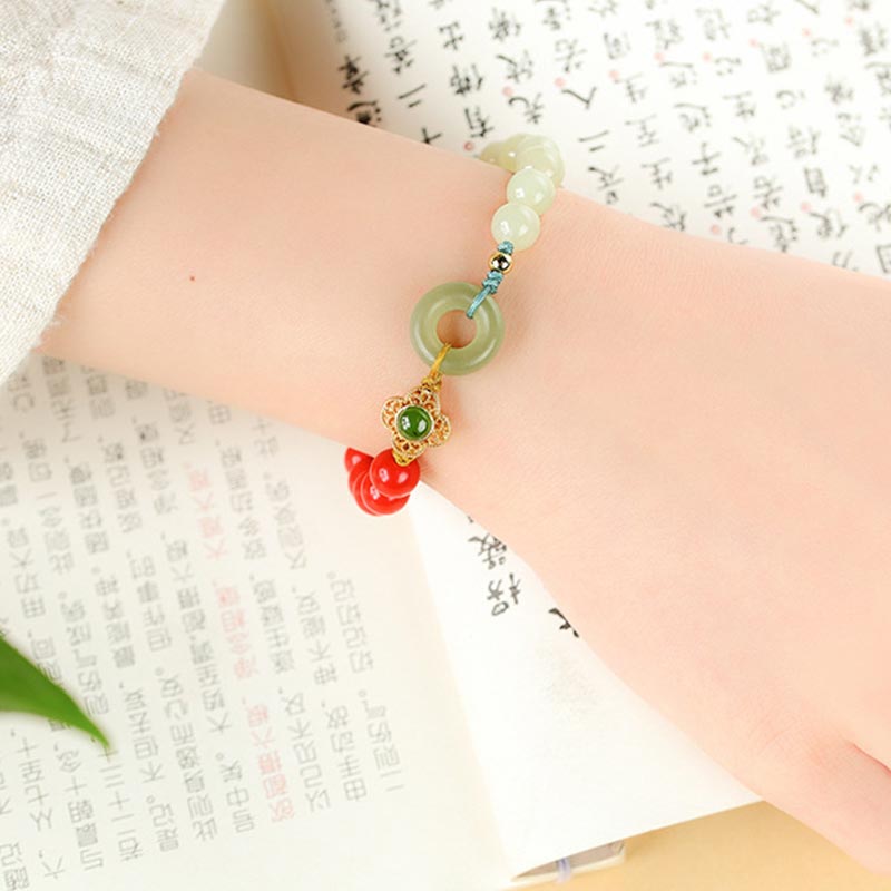 天然辰砂翡翠の祝福ブレスレット